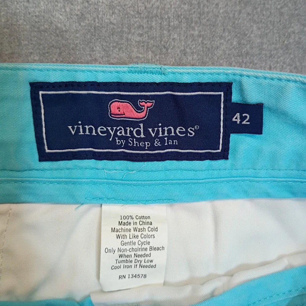 Vineyard Vines Mens Size 42 Turquoise Blue Aqua Chino Shorts Cotton 8.5 Inseam